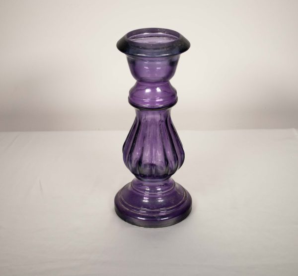 Large Purple Pillar Candle Holders