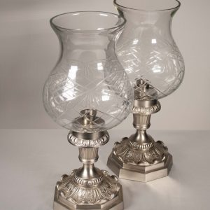 Pewter Hurricane Candle Vases