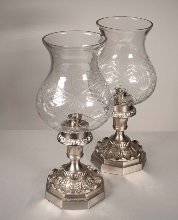 Pewter Hurricane Candle Vases